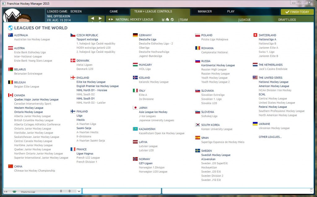 The World menu